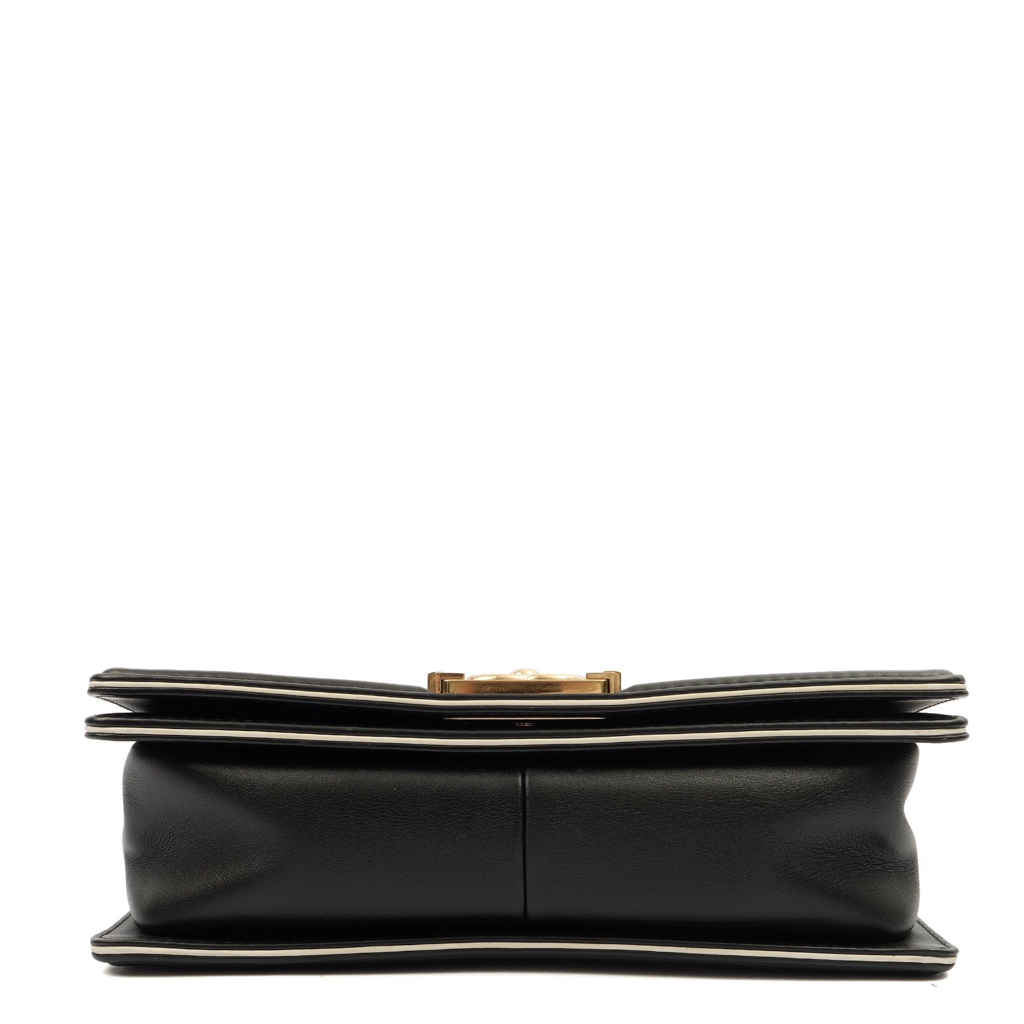 Chanel Cross Body Boy Top Handle - Medium in Black, Calfskin Leather — Detail View
