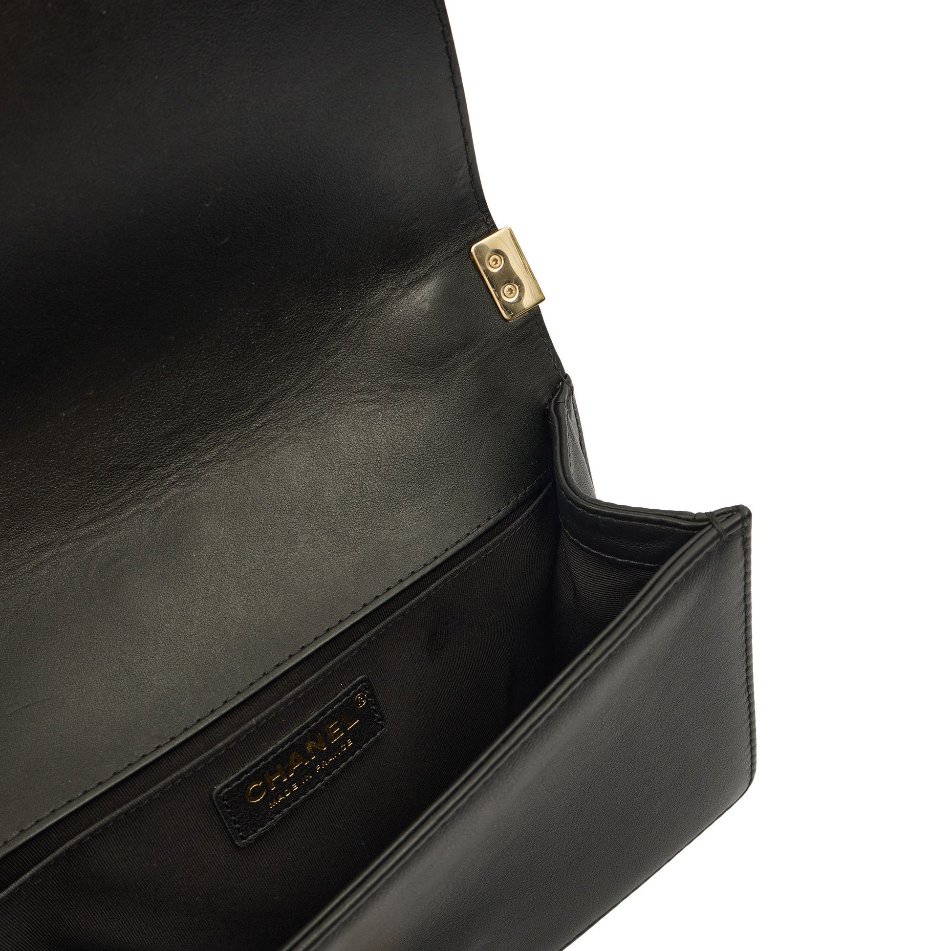 Chanel Cross Body Boy Top Handle - Medium in Black, Calfskin Leather — Alternate View 9
