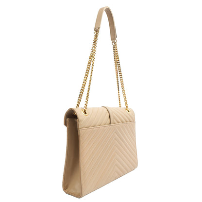 Saint Laurent Shoulder Bag Envelope - Large in Neutral, Calfskin Leather — Alternate View 10