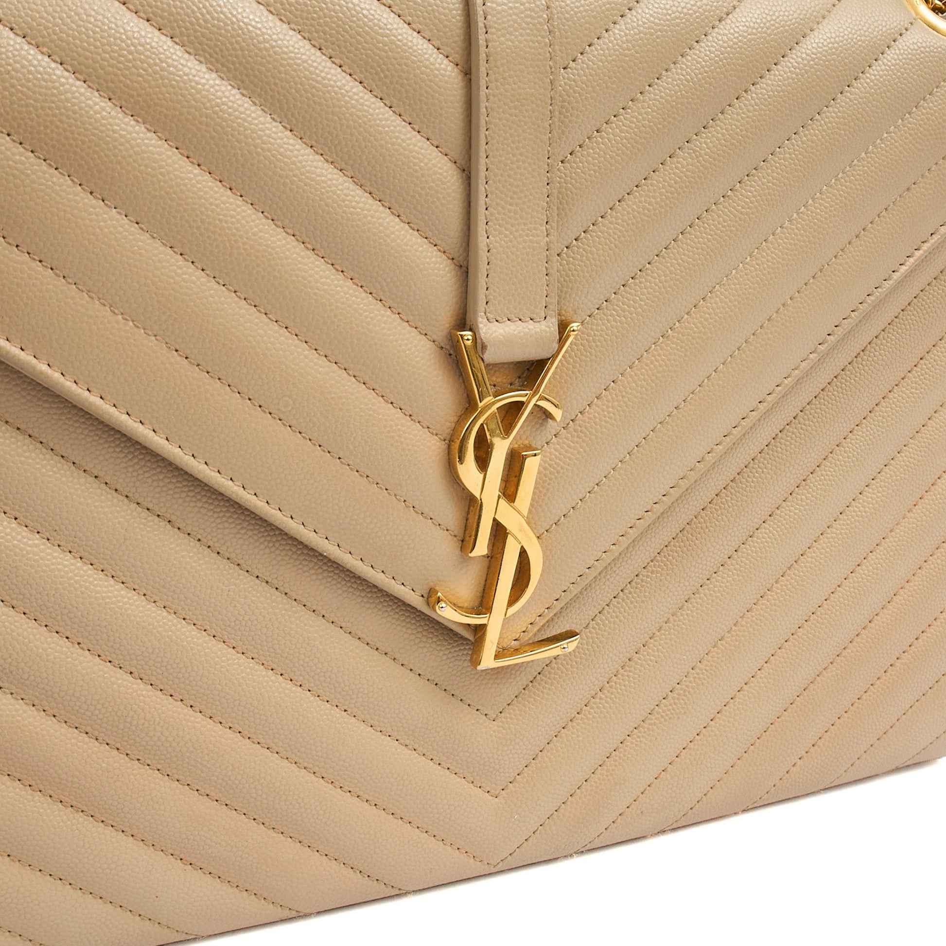 Saint Laurent Shoulder Bag Envelope - Large in Neutral, Calfskin Leather — Alternate View 13