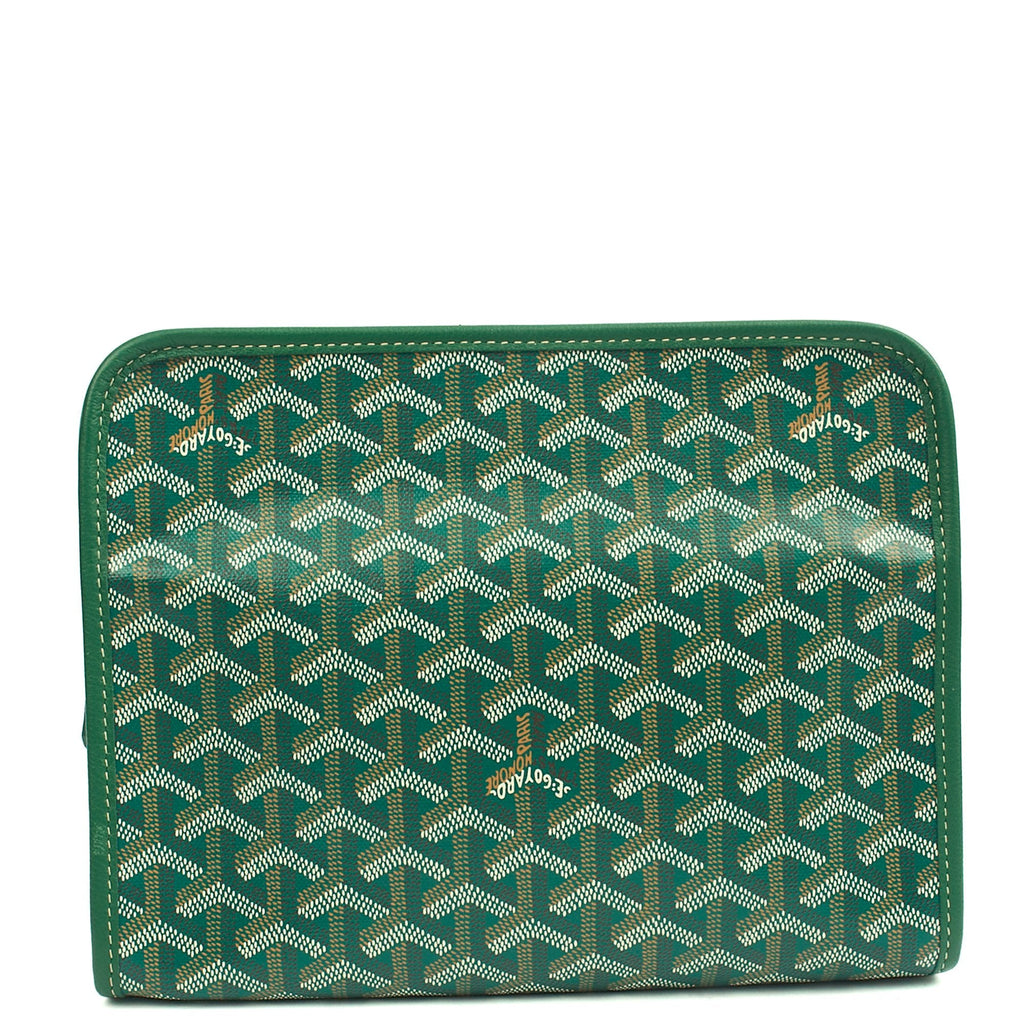 Goyard Clutch Jouvence Toiletry Pouch MM in Green, Leather — Back View