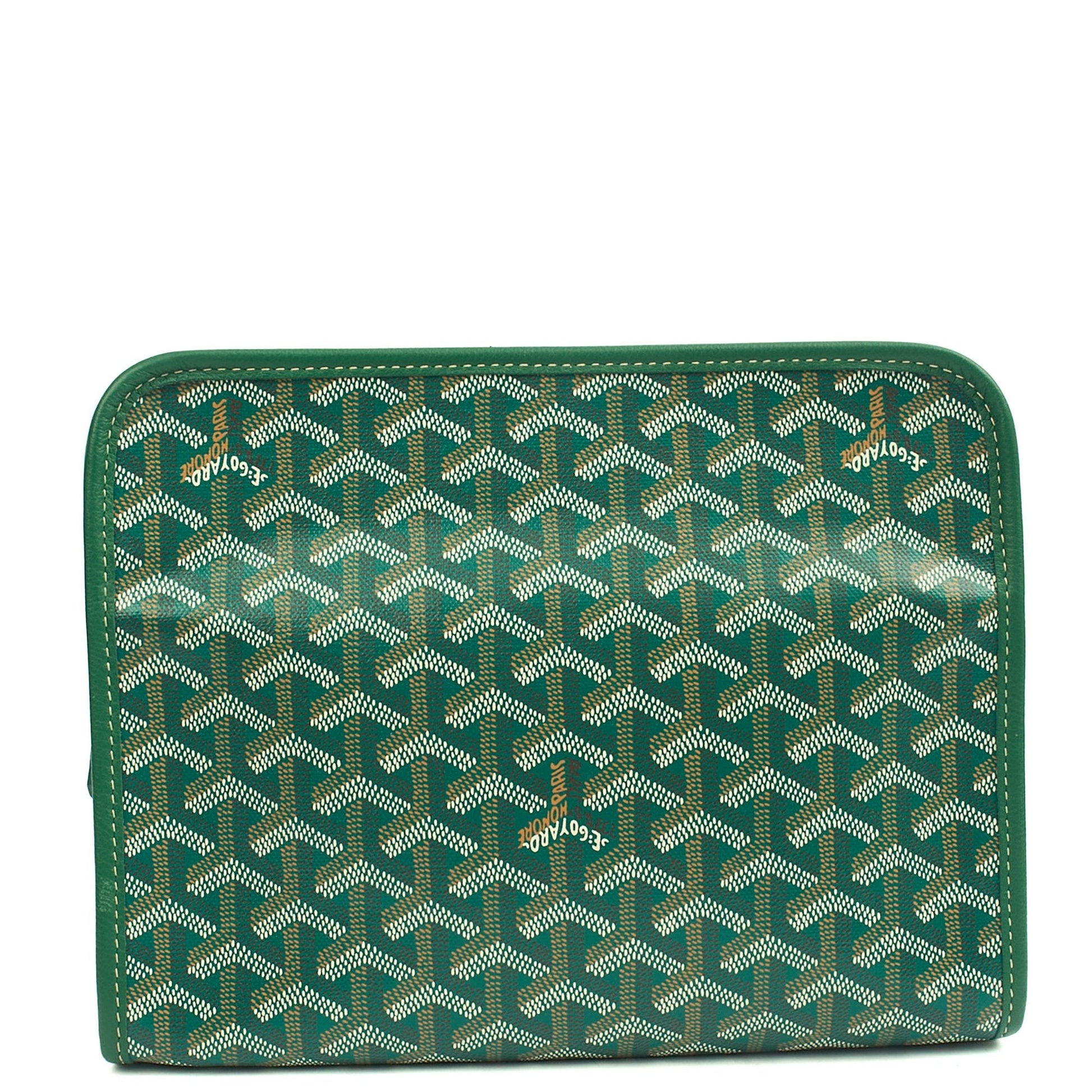 Goyard Clutch Jouvence Toiletry Pouch MM in Green, Leather — Back View
