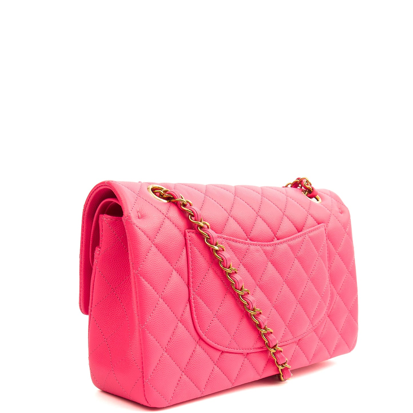 **22P COLLECTION** Chanel Classic Double Flap - Medium in Pink, Caviar Leather — Back View