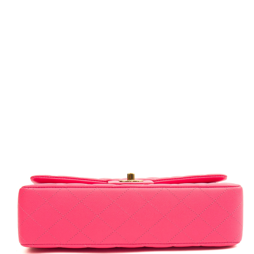 **22P COLLECTION** Chanel Classic Double Flap - Medium in Pink, Caviar Leather — Detail View