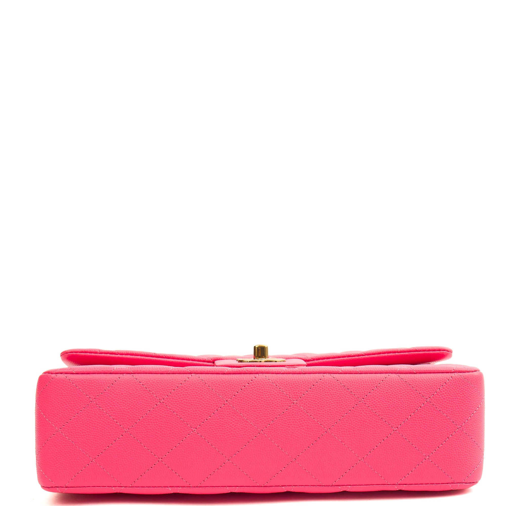 **22P COLLECTION** Chanel Classic Double Flap - Medium in Pink, Caviar Leather — Detail View