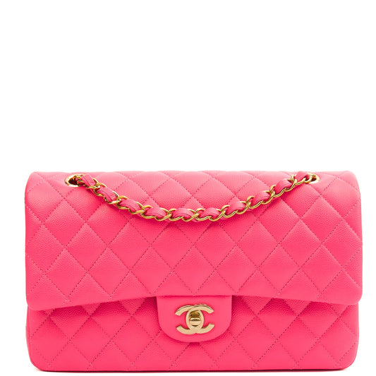 **22P COLLECTION** Chanel Classic Double Flap - Medium in Pink, Caviar Leather — Front View