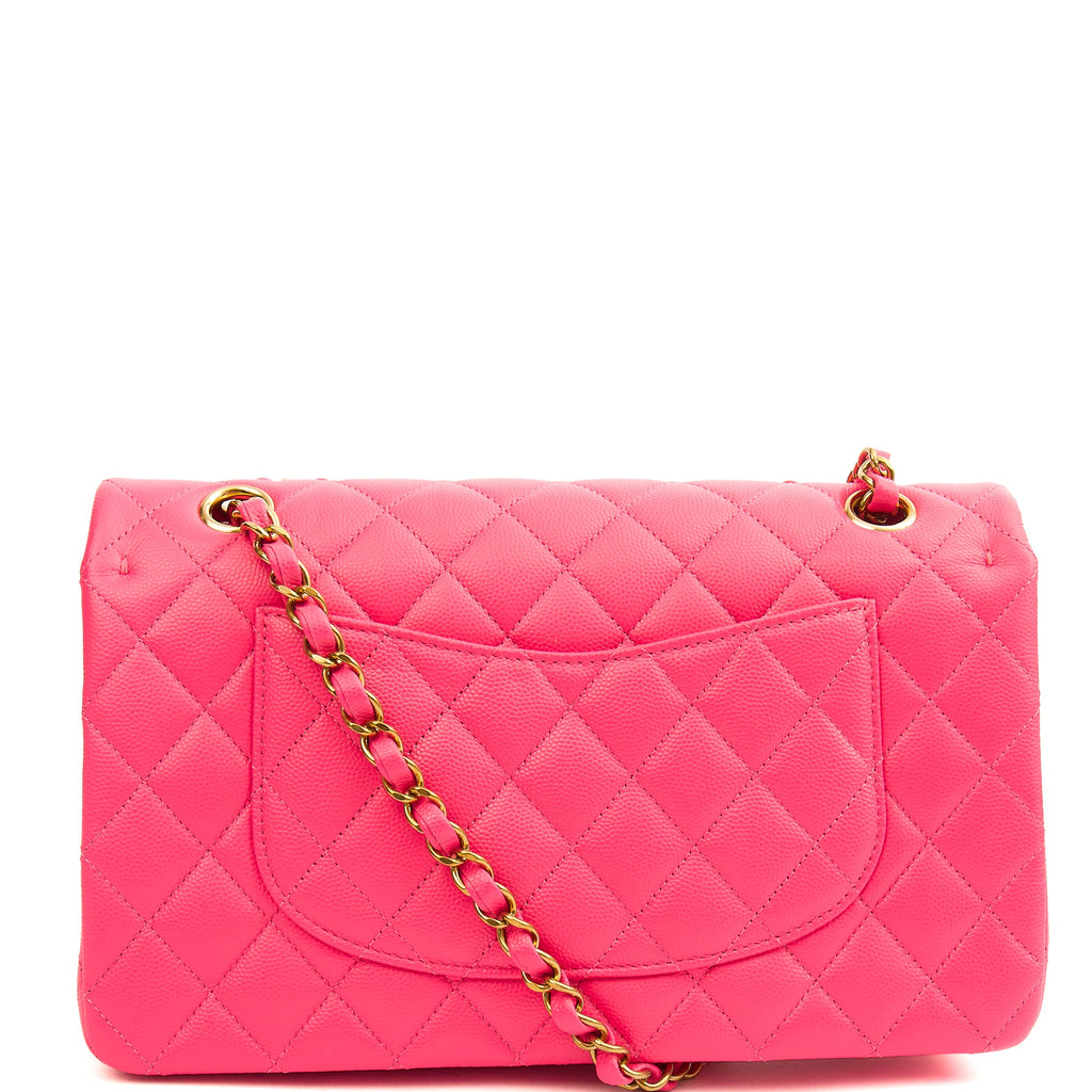 **22P COLLECTION** Chanel Classic Double Flap - Medium in Pink, Caviar Leather — Top View