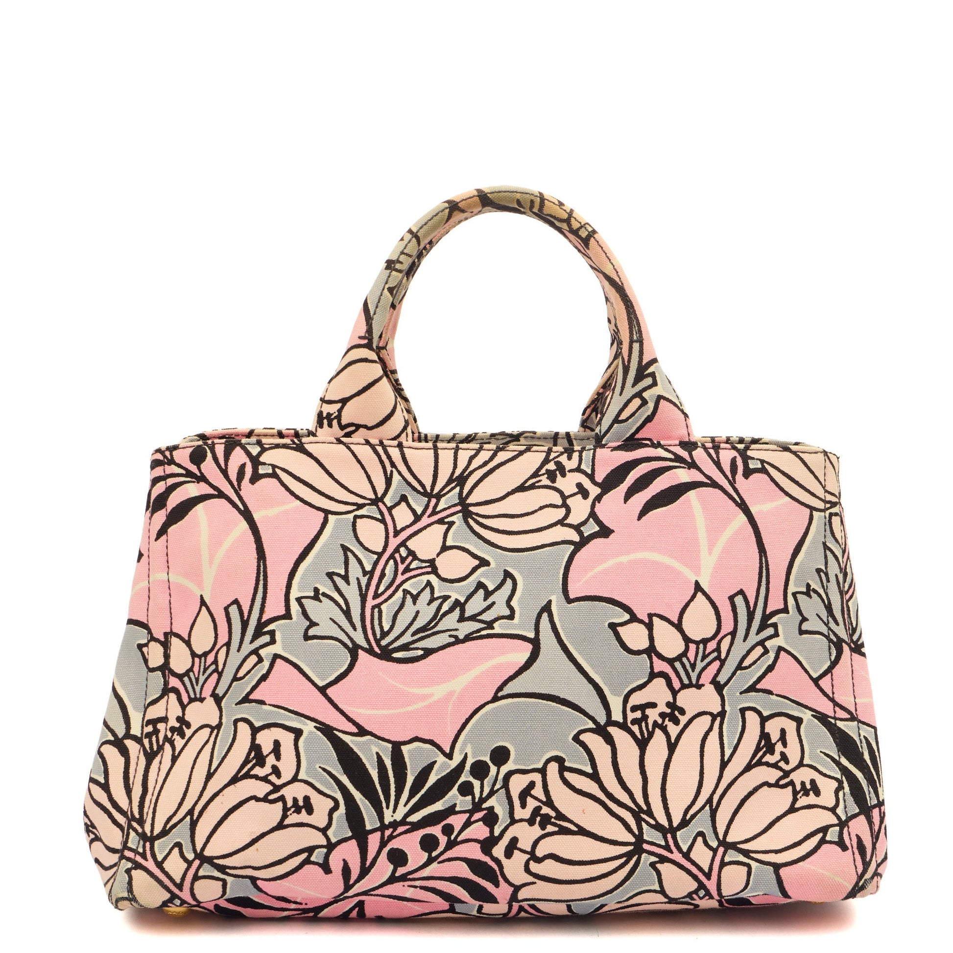 Prada Tote Logo Tote Bag in Pink, Canvas — Top View