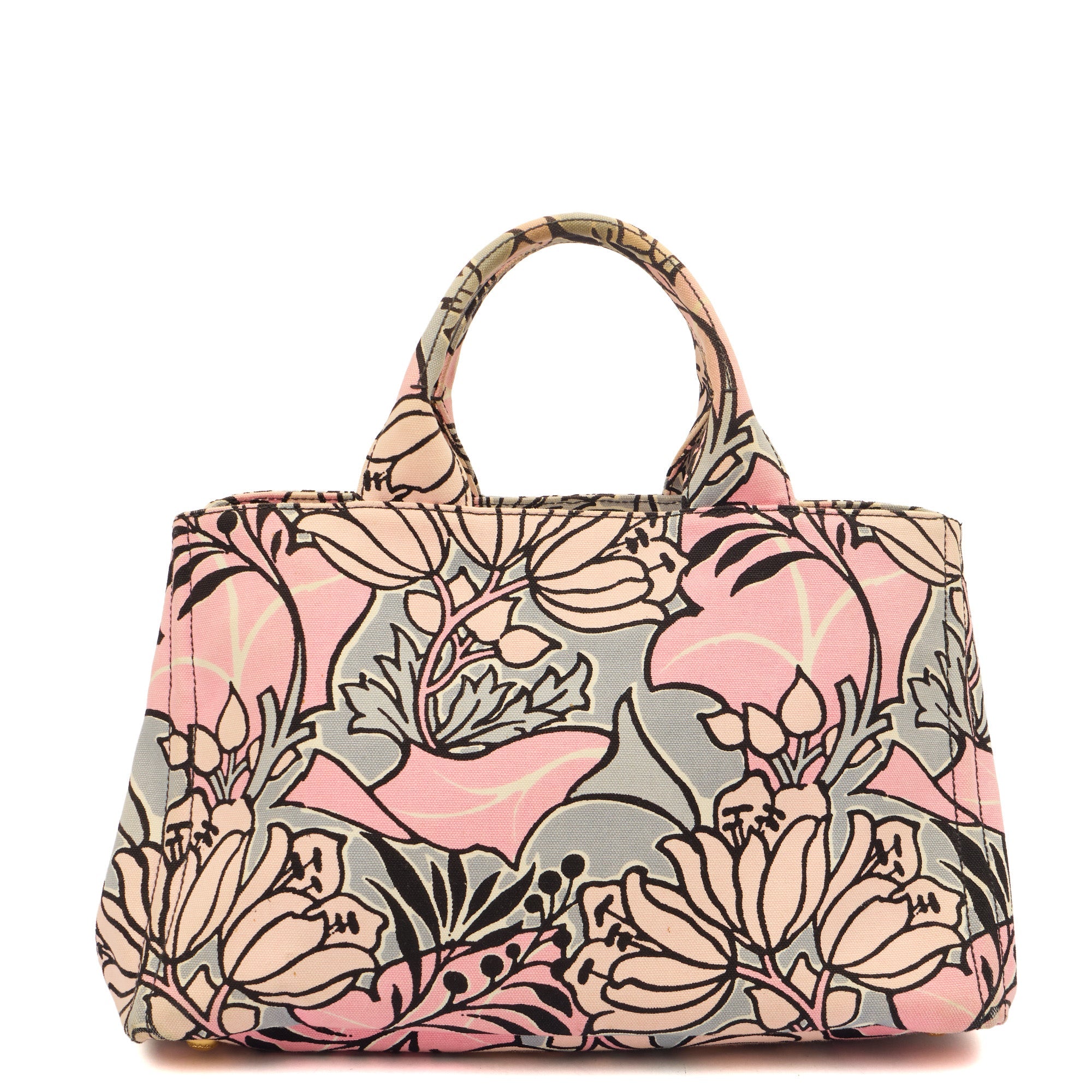 Prada Tote Logo Tote Bag in Pink, Canvas — Top View