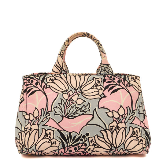 Prada Tote Logo Tote Bag in Pink, Canvas — Front View