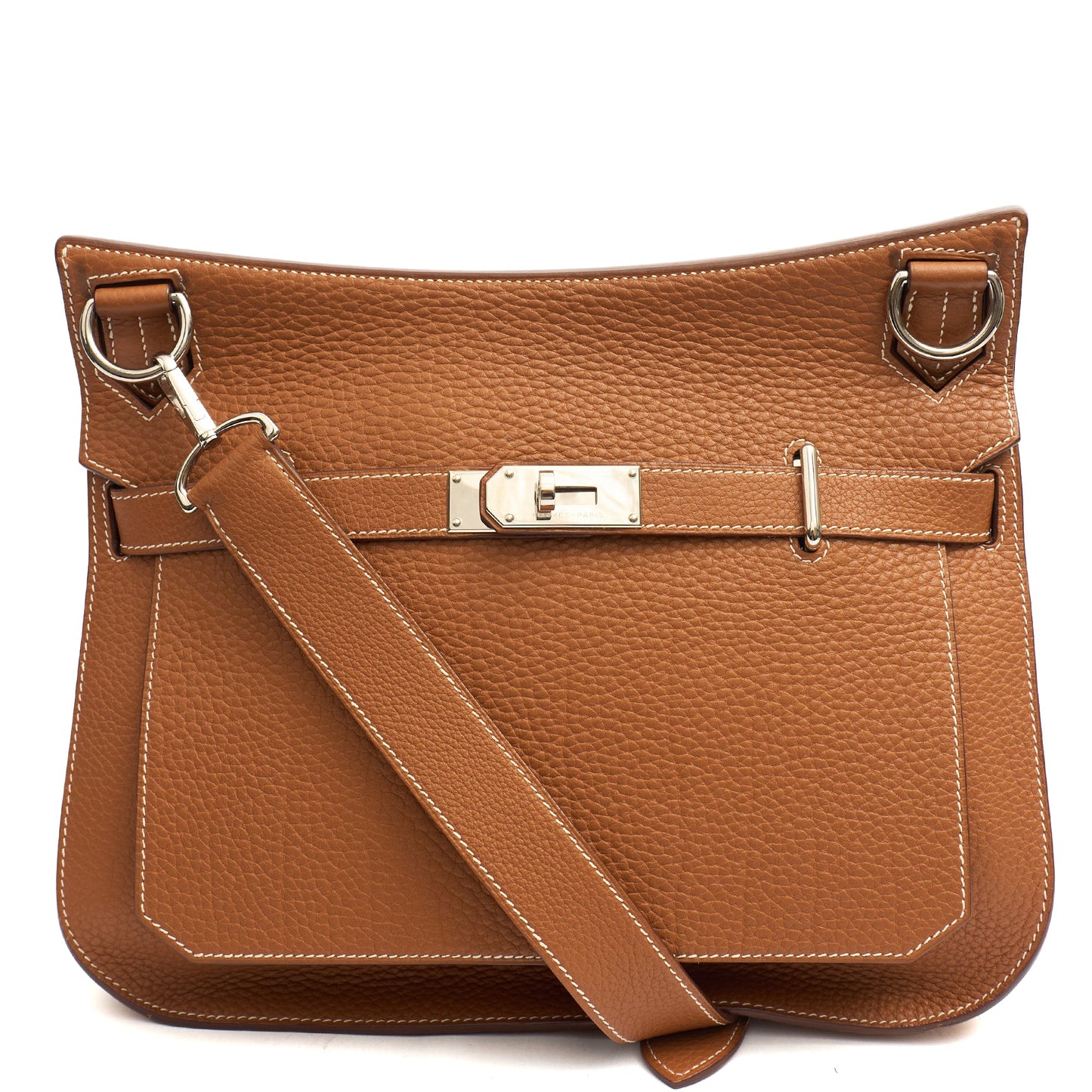 Hermes Shoulder Bag Jypsiere 34 in Gold, Togo Leather — Front View