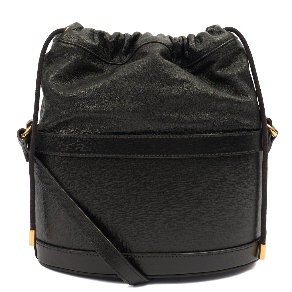 Gucci Bucket Bag Horsebit 1955 Shoulder Bag in Black, Leather — Top View