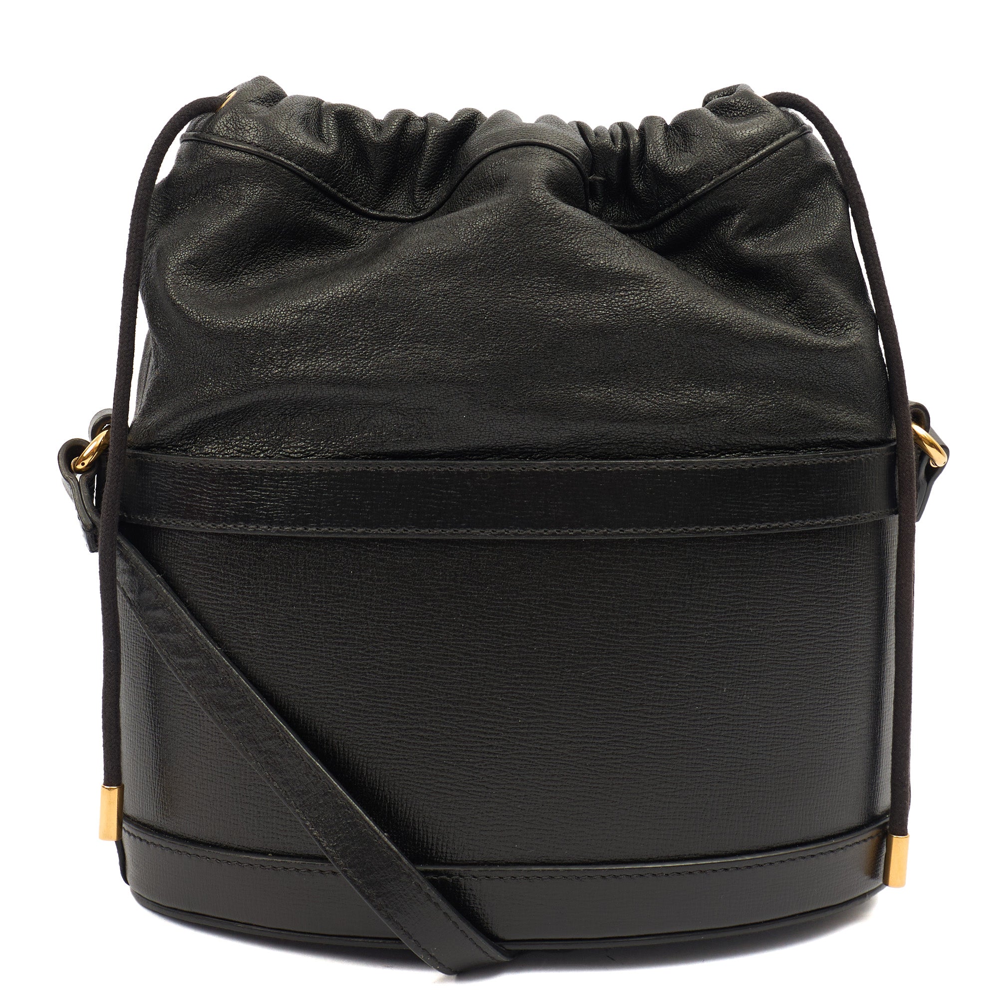 Gucci Bucket Bag Horsebit 1955 Shoulder Bag in Black, Leather — Top View
