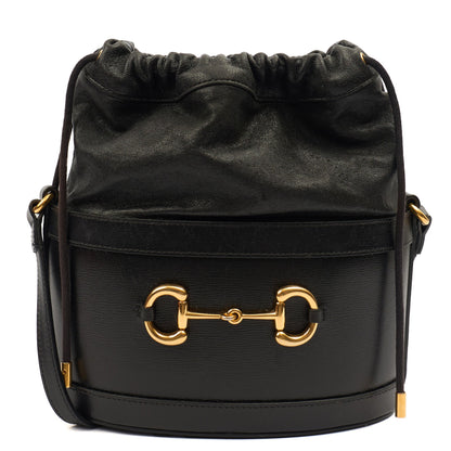 Gucci Bucket Bag Horsebit 1955 Shoulder Bag in Black, Leather — Front View