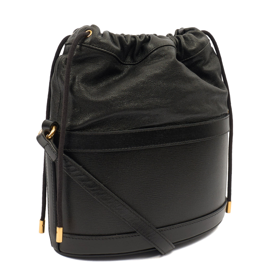Gucci Bucket Bag Horsebit 1955 Shoulder Bag in Black, Leather — Back View