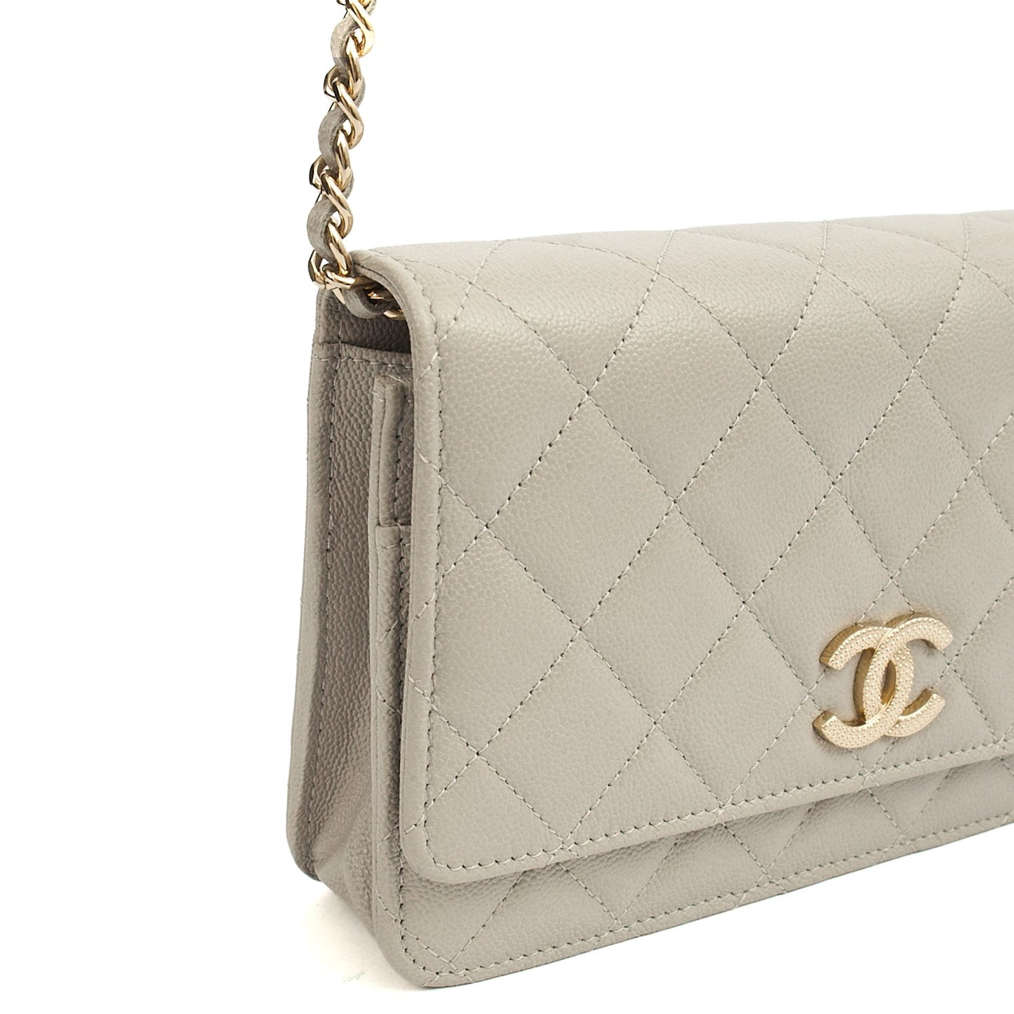 Chanel Cross Body Wallet on Chain in Grey, Caviar Leather (GHW) — Alternate View 7