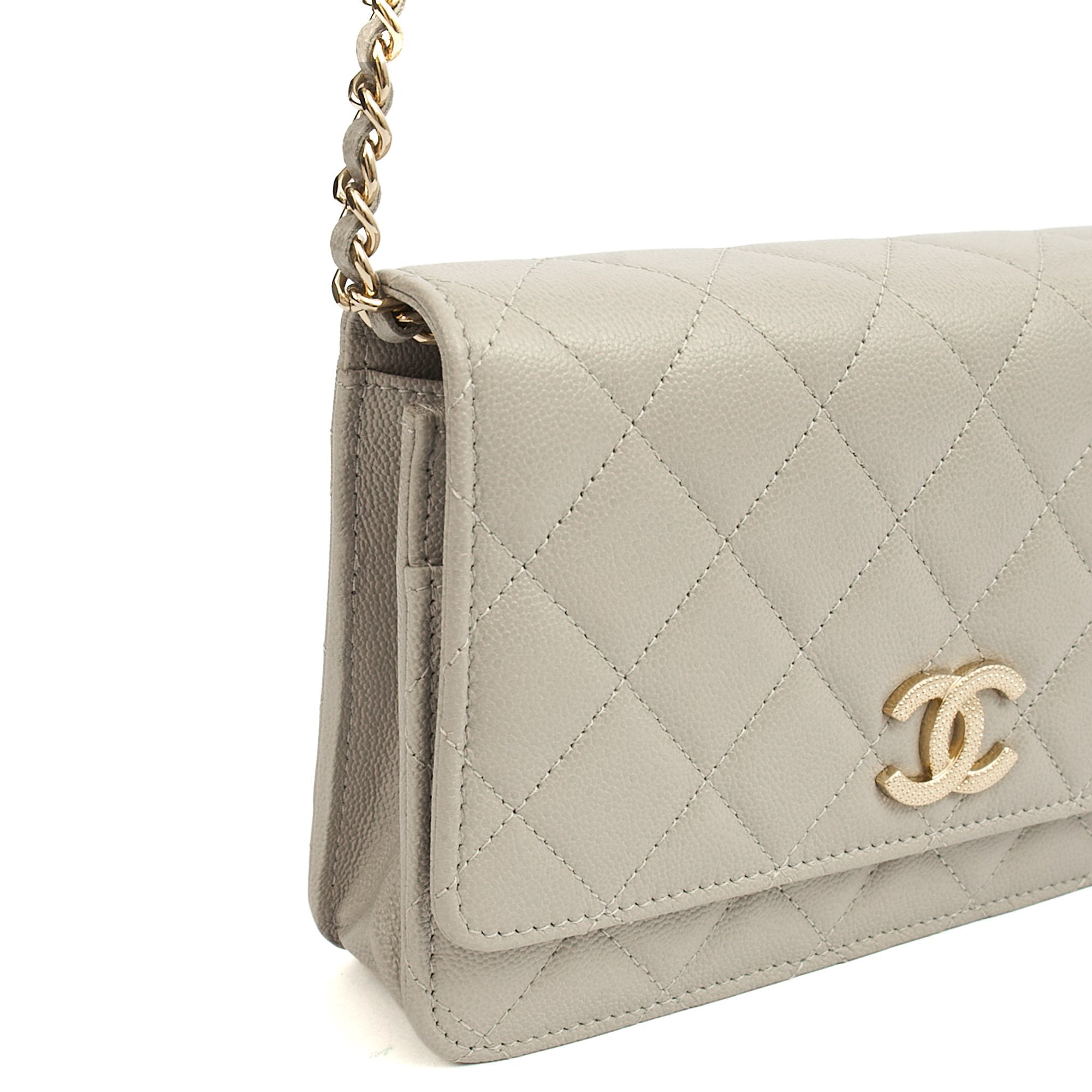 Chanel Cross Body Wallet on Chain in Grey, Caviar Leather (GHW) — Alternate View 7