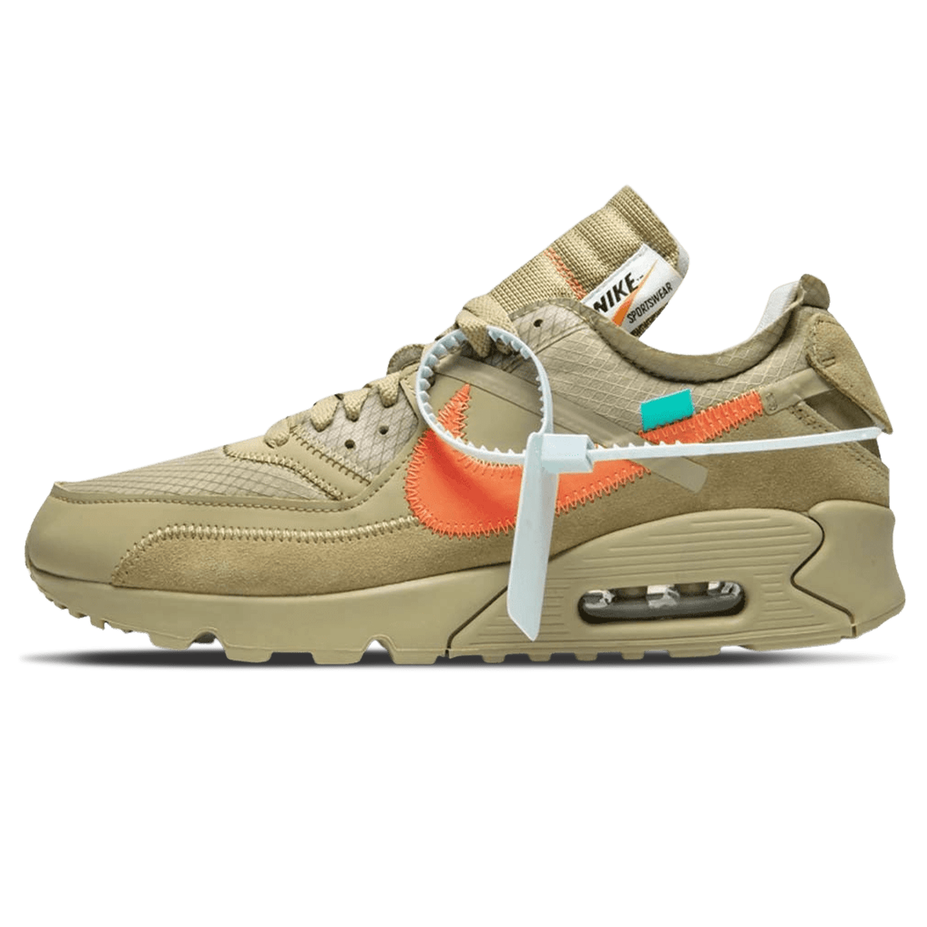 Off-White x Nike Air Max 90 Desert Ore — 3 UK | 35.5 EU — Front View