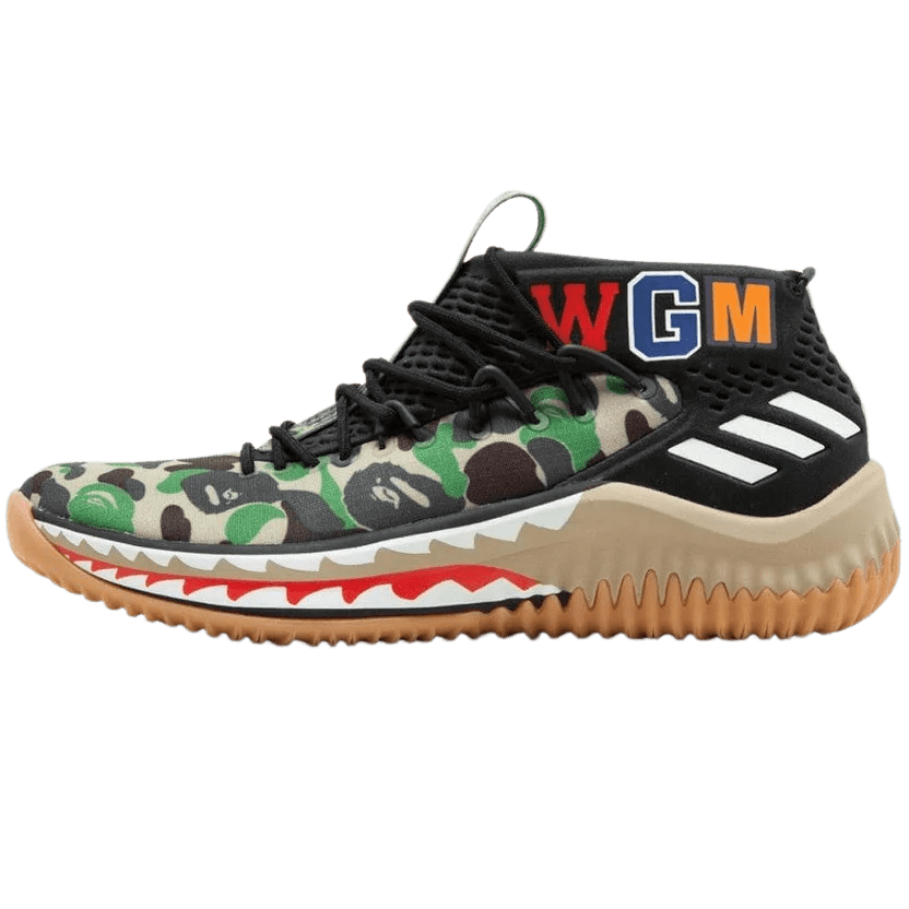 BAPE x adidas Dame 4 "Green Camo" — UK 3.5 | EU 36 | US 4 — Front View