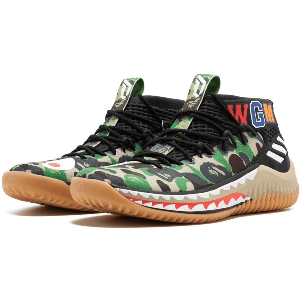 BAPE x adidas Dame 4 "Green Camo" — UK 3.5 | EU 36 | US 4 — Side View