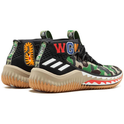BAPE x adidas Dame 4 "Green Camo" — UK 3.5 | EU 36 | US 4 — Back View