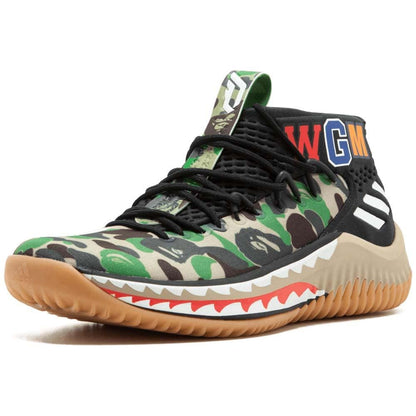BAPE x adidas Dame 4 "Green Camo" — UK 3.5 | EU 36 | US 4 — Top View