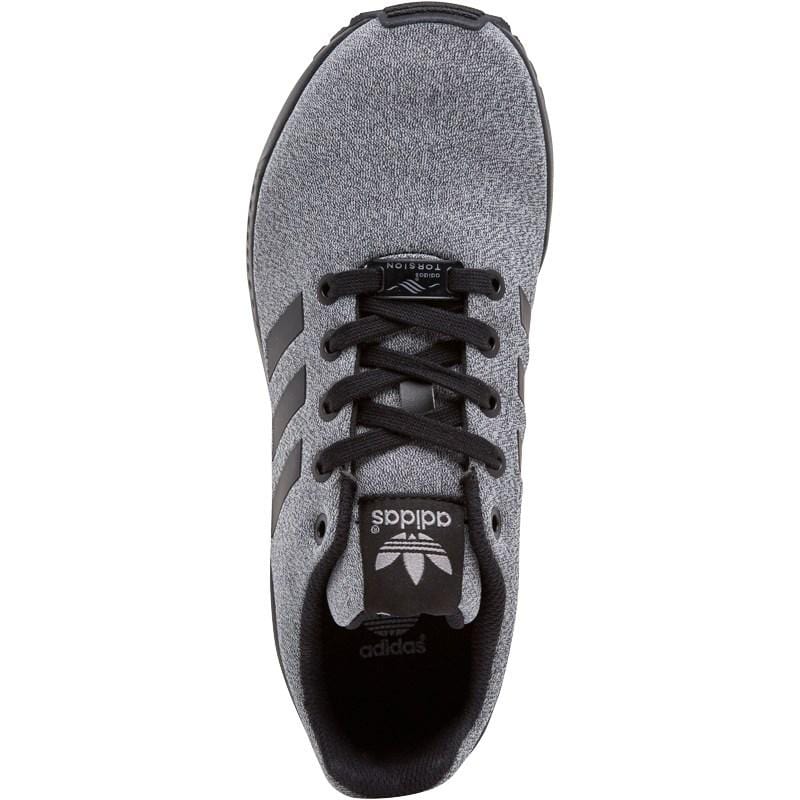 adidas Originals Boys ZX Flux Trainers Black-Black-Grey — UK 3.5 | EU 36 | US 4 — Back View