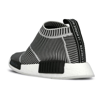 ADIDAS NMD CITY SOCK PRIMEKNIT Core Black & Vintage White — UK 3.5 | EU 36 | US 4 — Back View