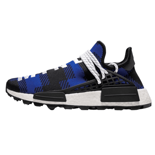 Pharrell x Billionaire Boys Club x NMD Human Race Trail 'Blue Plaid' — UK 3.5 | EU 36 | US 4 — Front View