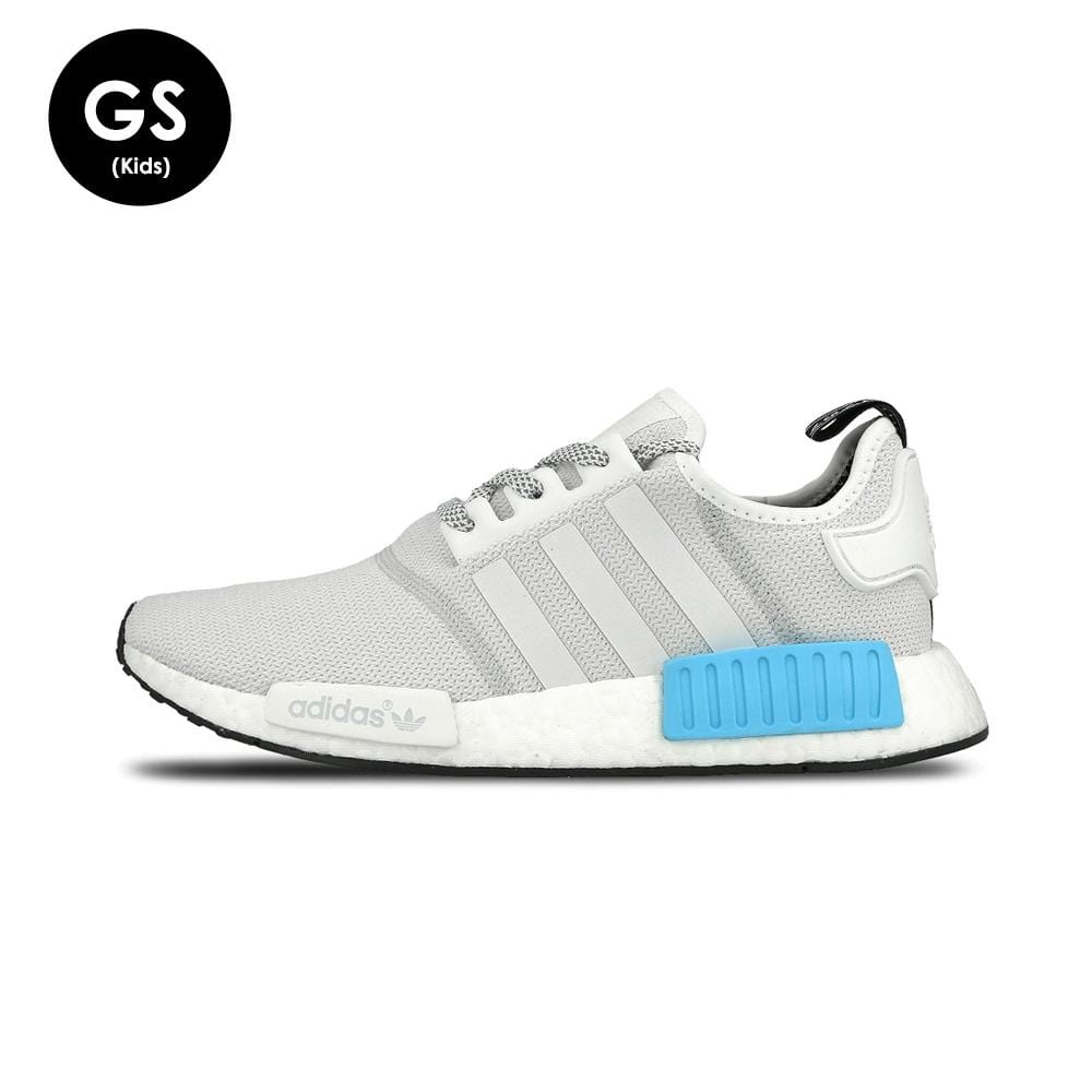 Adidas NMD_R1 Kids White-Bright Cyan — UK 3 | EU 35.5 | US 3.5 — Front View