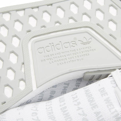 Adidas NMD_R1 White Blackout-Whiteout — UK 3.5 | EU 36 | US 4 — Lifestyle View