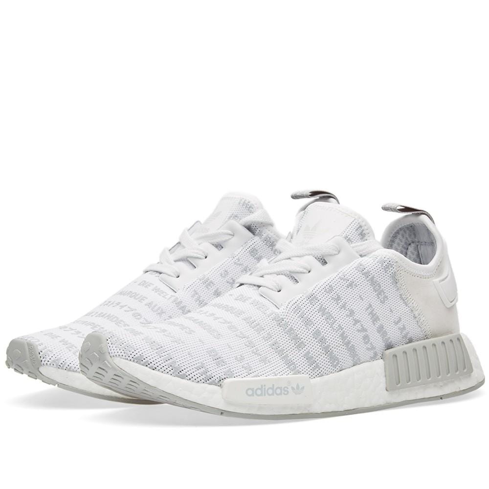 Adidas NMD_R1 White Blackout-Whiteout — UK 3.5 | EU 36 | US 4 — Back View