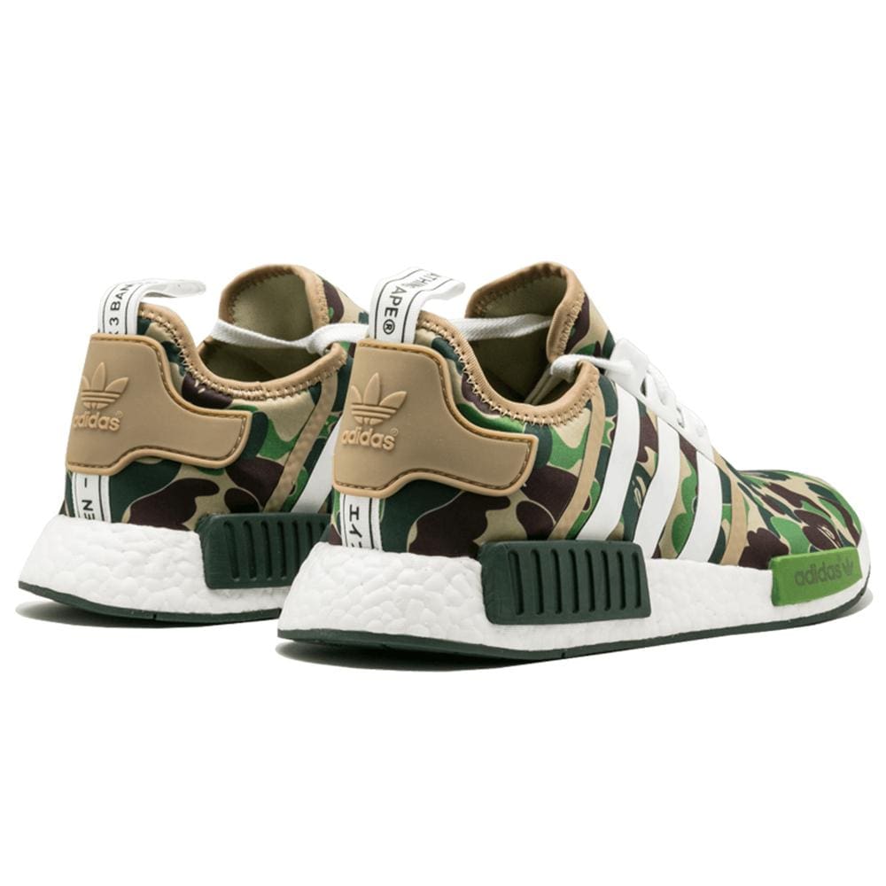Bape x Adidas NMD_R1 Green Camo — UK 3.5 | EU 36 | US 4 — Back View