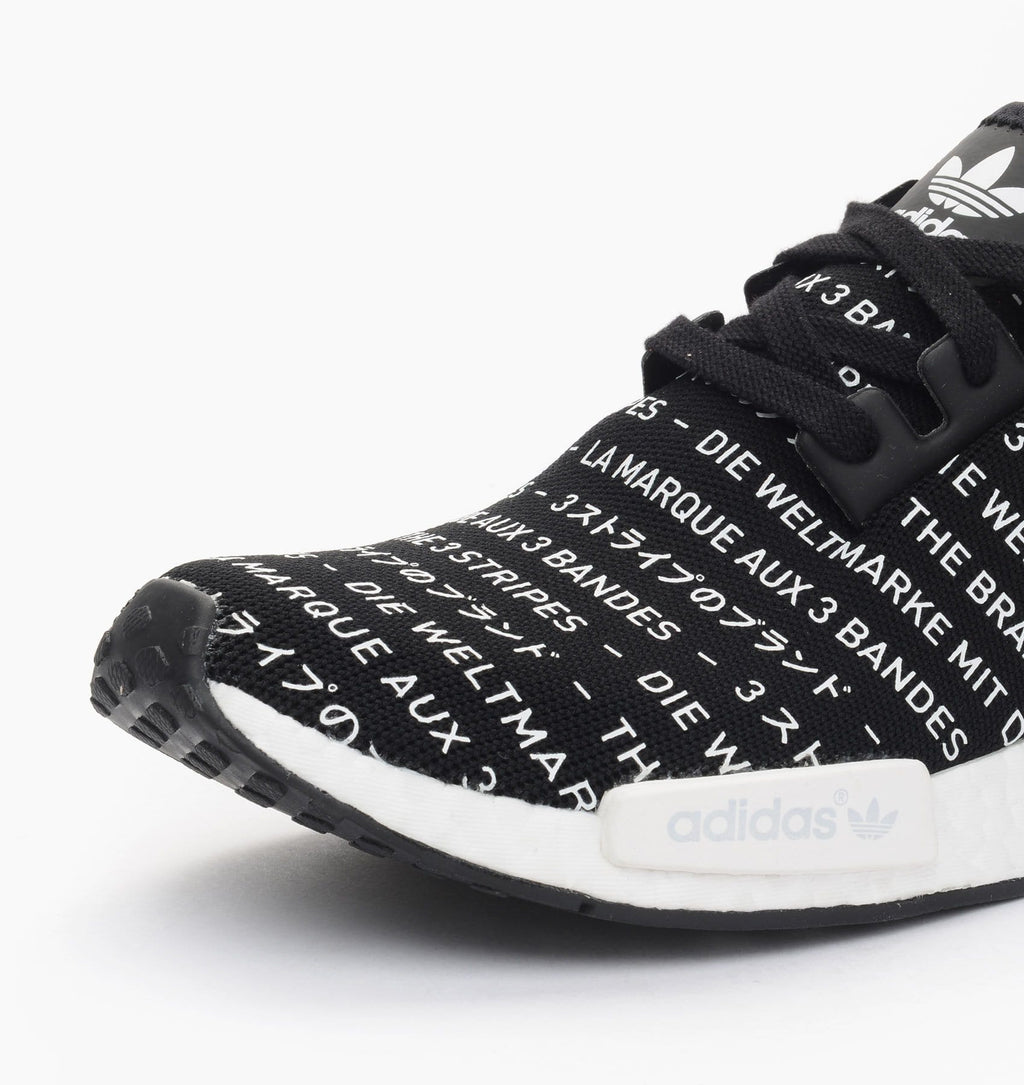 Adidas NMD_R1 Black 'Blackout-Whiteout — UK 3.5 | EU 36 | US 4 — Detail View