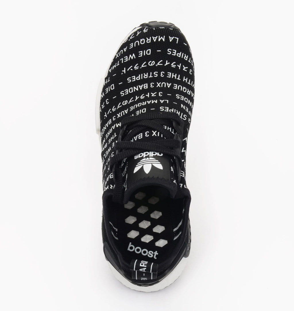 Adidas NMD_R1 Black 'Blackout-Whiteout — UK 3.5 | EU 36 | US 4 — Side View