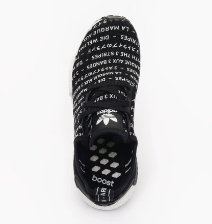 Adidas NMD_R1 Black 'Blackout-Whiteout — UK 3.5 | EU 36 | US 4 — Side View