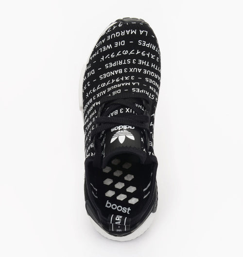 Adidas NMD_R1 Black 'Blackout-Whiteout — UK 3.5 | EU 36 | US 4 — Side View