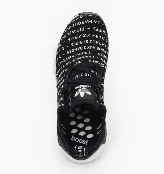 Adidas NMD_R1 Black 'Blackout-Whiteout — UK 3.5 | EU 36 | US 4 — Side View