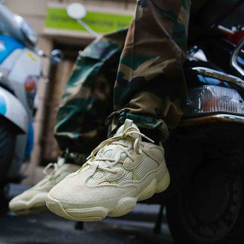 adidas Originals Yeezy 500 Supermoon Yellow — UK 3.5 | EU 36 | US 4 — Lifestyle View