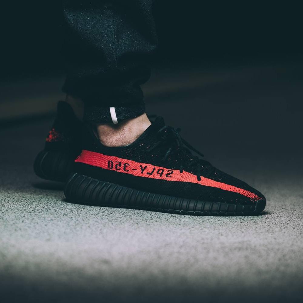 adidas Yeezy Boost 350 V2 Core Black Red — UK 3.5 | EU 36 | US 4 — Lifestyle View