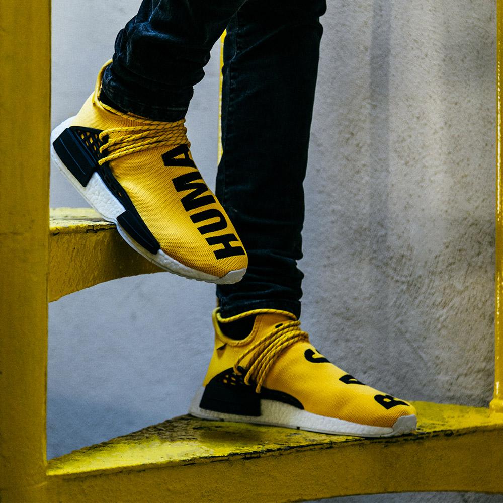 Pharrell Williams x Adidas Originals HU NMD Yellow — UK 3.5 | EU 36 | US 4 — Back View