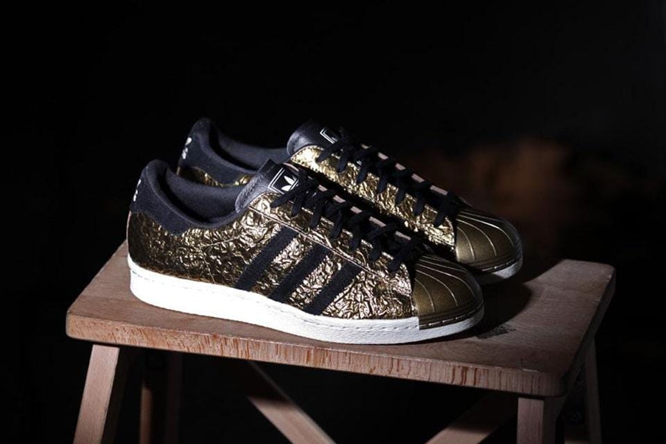 adidas Originals Superstar 80s Metal Gold — UK 3.5 | EU 36 | US 4 — Top View