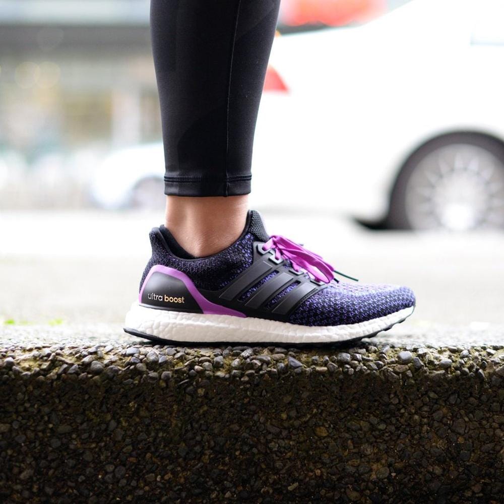 Adidas Ultra Boost WMNS "Core Black-Shock Purple" — UK 3.5 | EU 36 | US 4 — Lifestyle View