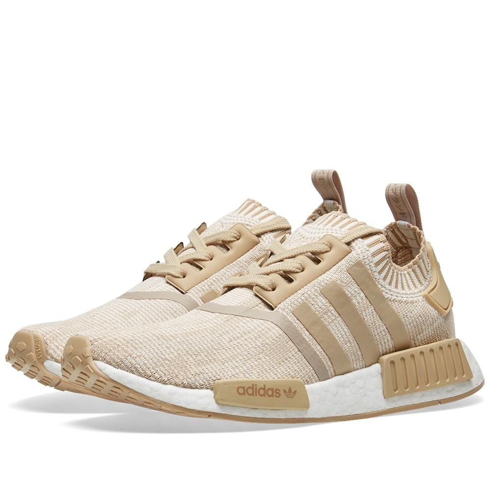 adidas NMD_R1 Primeknit Glitch Camo Linen Khaki-Off White — UK 3.5 | EU 36 | US 4 — Side View