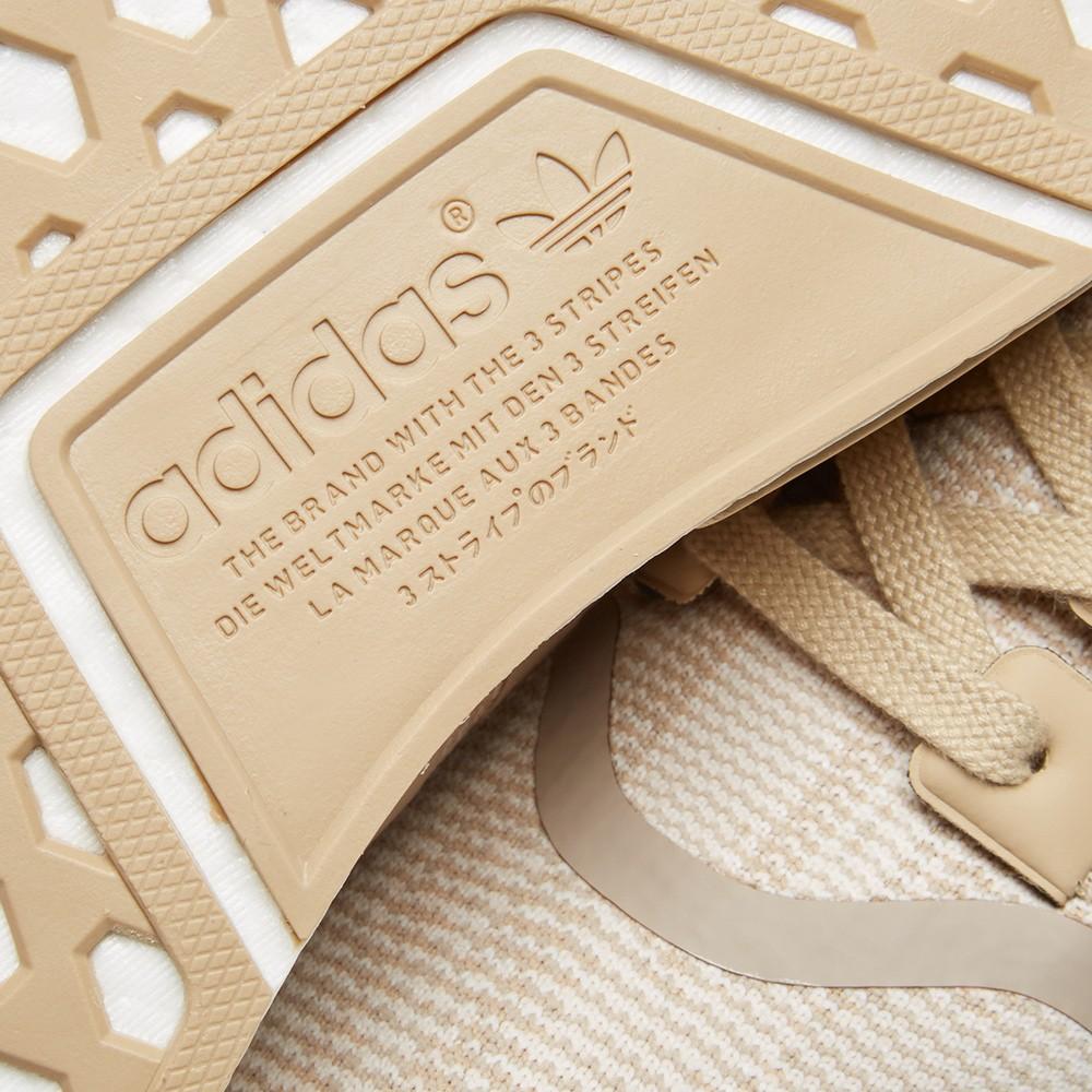 adidas NMD_R1 Primeknit Glitch Camo Linen Khaki-Off White — UK 3.5 | EU 36 | US 4 — Lifestyle View