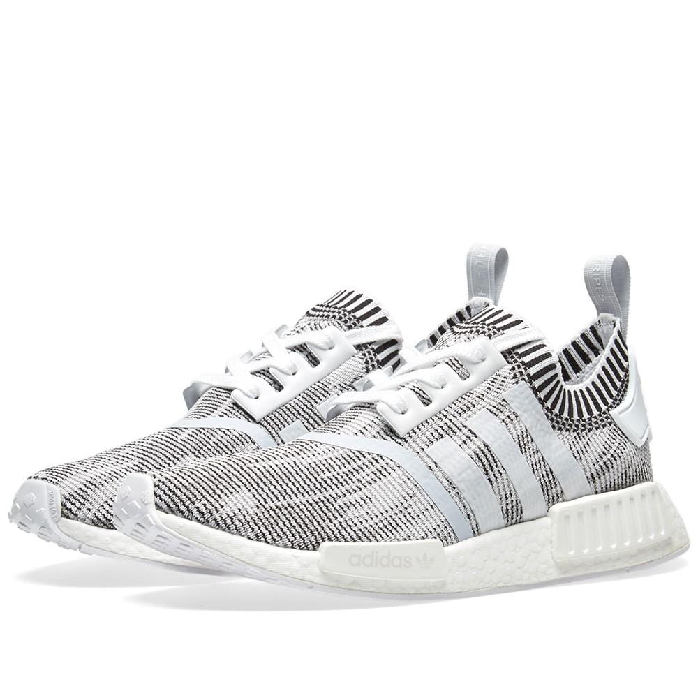 adidas NMD_R1 Primeknit Glitch Camo White-Black — UK 3.5 | EU 36 | US 4 — Side View