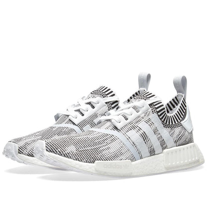 adidas NMD_R1 Primeknit Glitch Camo White-Black — UK 3.5 | EU 36 | US 4 — Side View