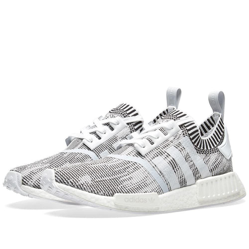 adidas NMD_R1 Primeknit Glitch Camo White-Black — UK 3.5 | EU 36 | US 4 — Side View