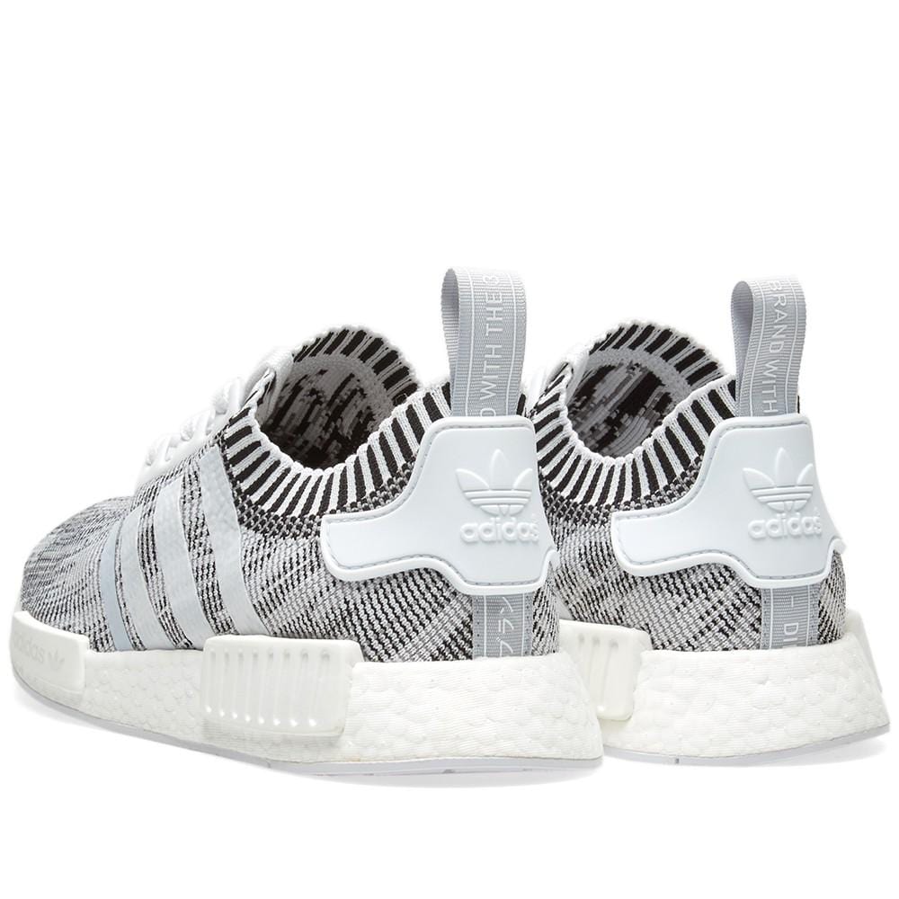 adidas NMD_R1 Primeknit Glitch Camo White-Black — UK 3.5 | EU 36 | US 4 — Back View