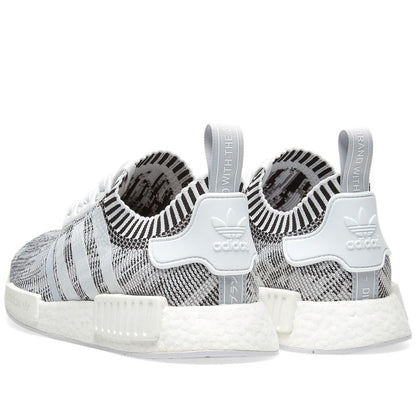 adidas NMD_R1 Primeknit Glitch Camo White-Black — UK 3.5 | EU 36 | US 4 — Back View